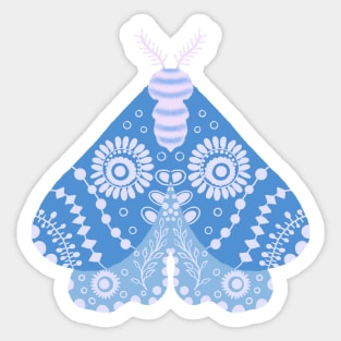 Folk Art Moth in Blue Sticker